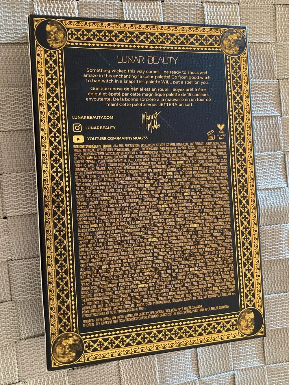 LUNAR BEAUTY 'Moon Spell' Eyeshadow Palette - 15 shades - NEVER USED/SWATCHED